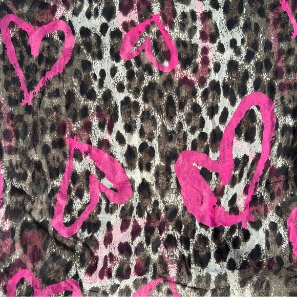 BROWN / BLACK / PINK LEOPARD PRINT LIGHT WEIGHT SHEER SCARF - Picture 3 of 4